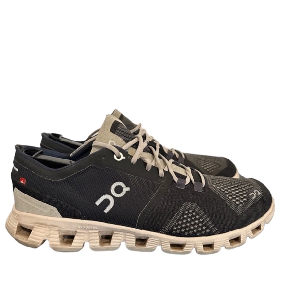 On Running Shoes - ON CLOUD Cloud X Athletic Running Lace Up Sneaker in Black/Graphite Grey  8.5